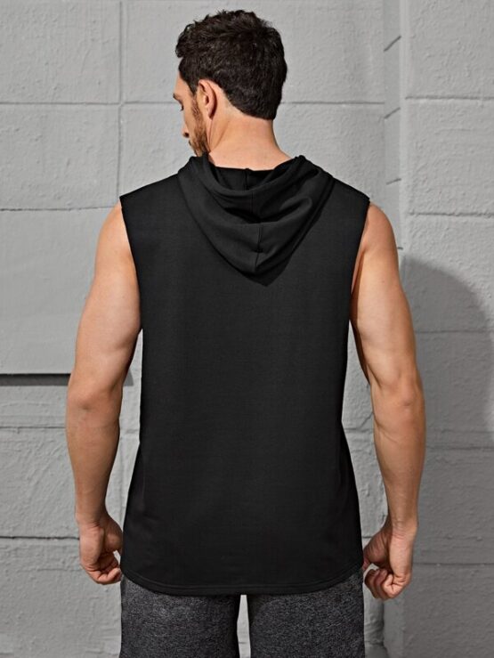 Men Letter Graphic Preppy Hooded Tank Top - Image 3