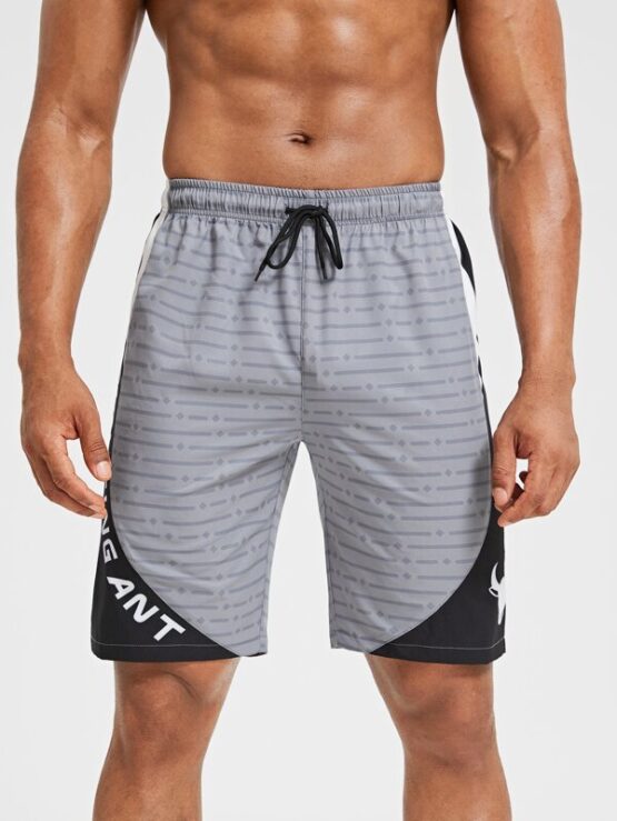 Men Color-block Striped Drawstring Waist Sports Shorts - Image 3