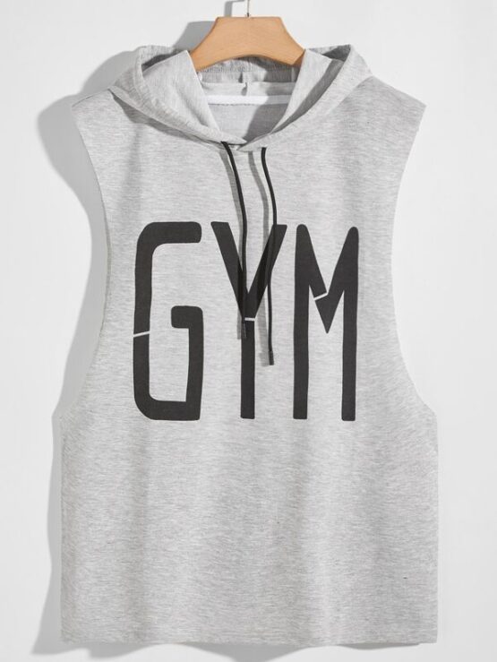Men Letter Graphic Preppy Hooded Tank Top - Image 13