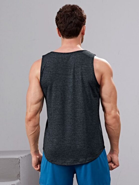 Men Letter And Striped Sports Tank Top - Image 3