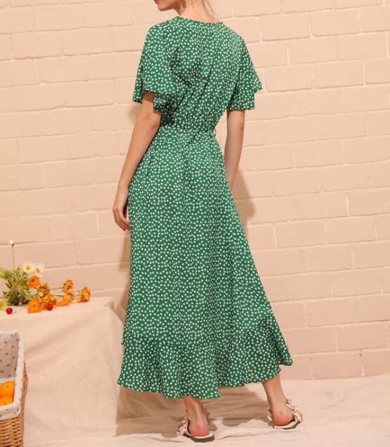 Ditsy Floral Ruffled Self-Tie Wrap Dress - Image 3