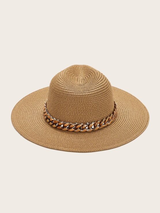 Fantastic  Chain Band Decor Straw Hat