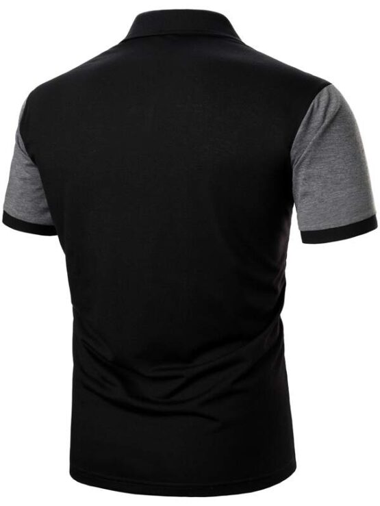 Men Sea Gull Embroidery Colorblock Polo Shirt - Image 5