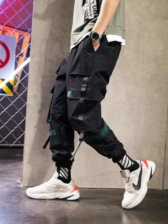 Men Ribbon Flap Pocket Cargo Pants - Image 8