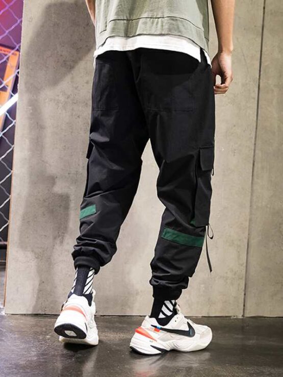 Men Ribbon Flap Pocket Cargo Pants - Image 9