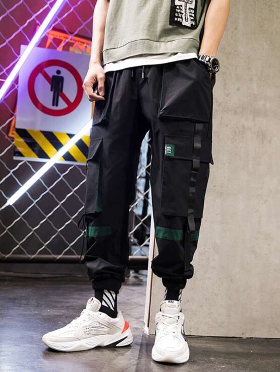 Men Ribbon Flap Pocket Cargo Pants - Image 7