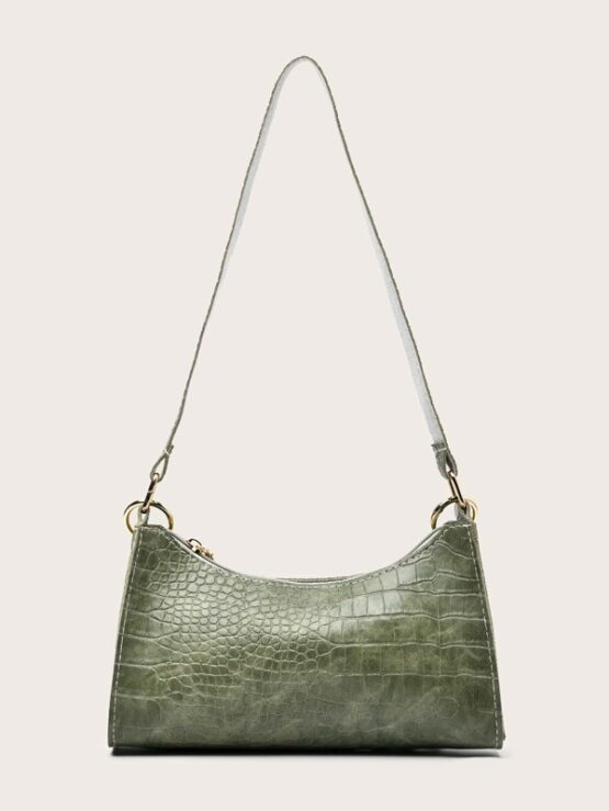Croc Embossed Chain Shoulder Bag - Image 2