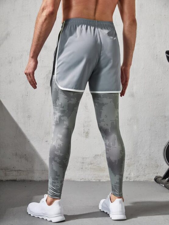 Men Binding Drawstring Waist Sports Tights - Image 3