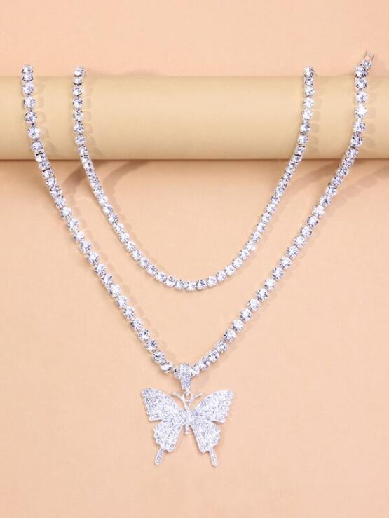Fantastic  2pcs Rhinestone Decor Necklace