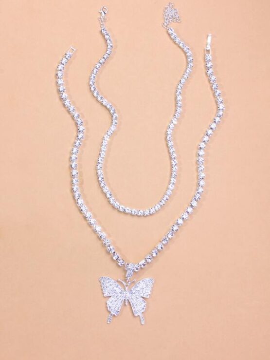 Fantastic  2pcs Rhinestone Decor Necklace - Image 3