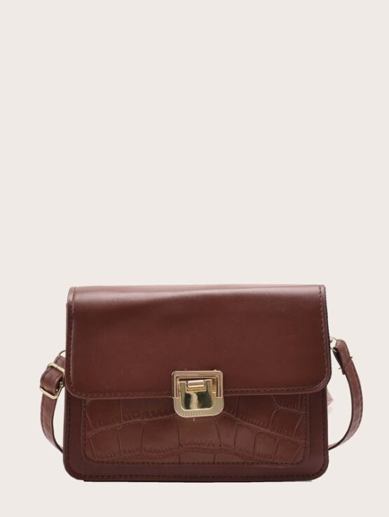 EMERY ROSE Croc Embossed Crossbody Bag - Image 5