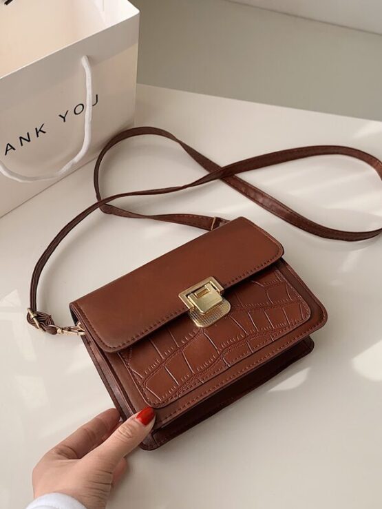 EMERY ROSE Croc Embossed Crossbody Bag - Image 4
