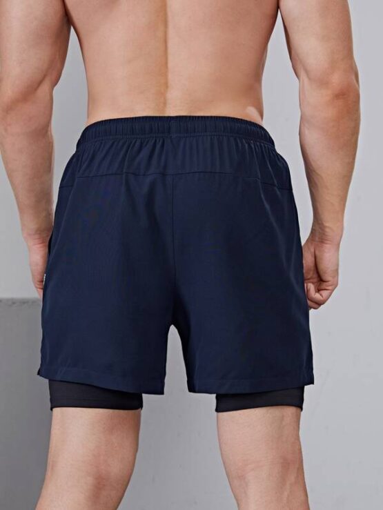 Men 2 In 1 Letter Graphic Sports Shorts - Image 2