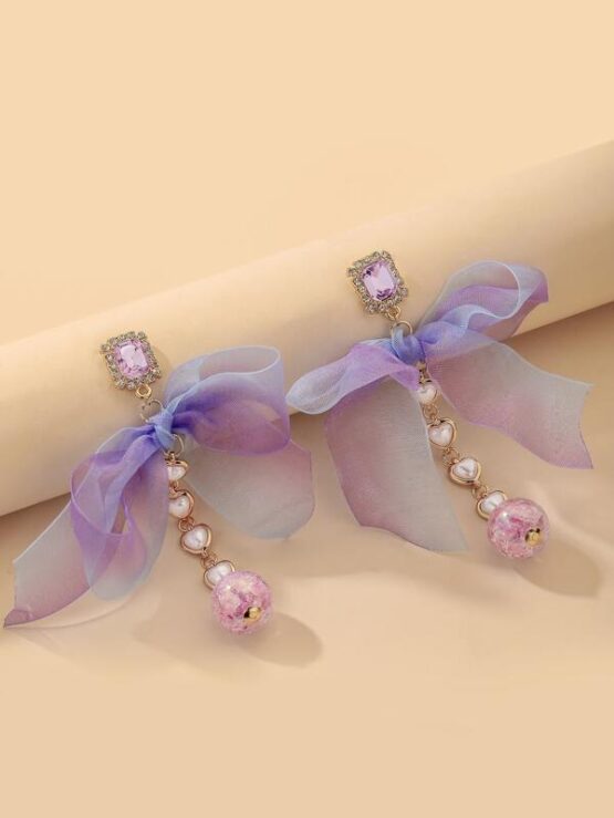 Bow Decor Drop Earrings - Image 3