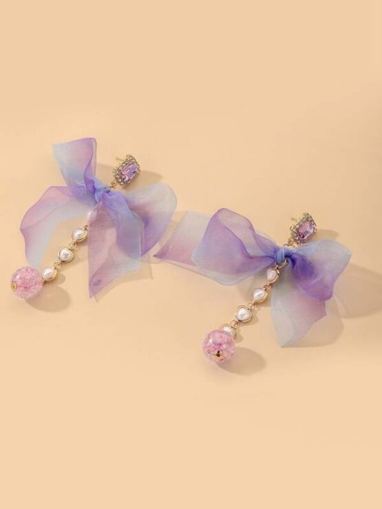 Bow Decor Drop Earrings - Image 2