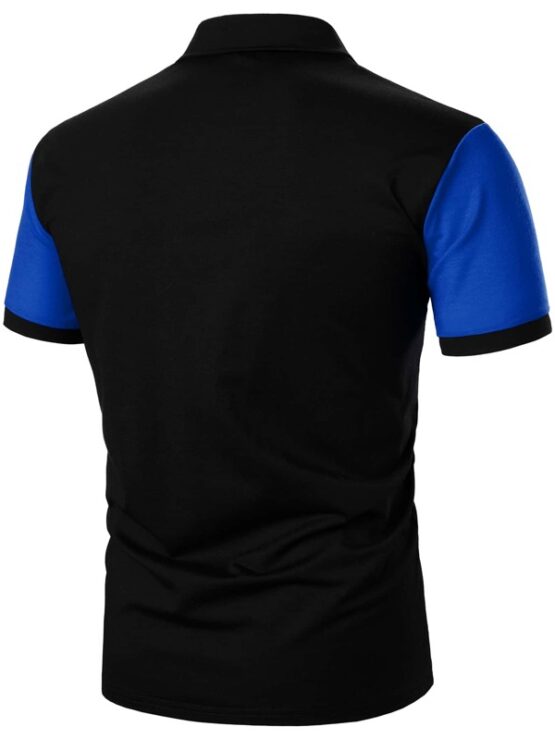 Men Sea Gull Embroidery Colorblock Polo Shirt - Image 10