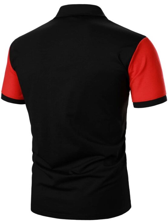 Men Sea Gull Embroidery Colorblock Polo Shirt - Image 8