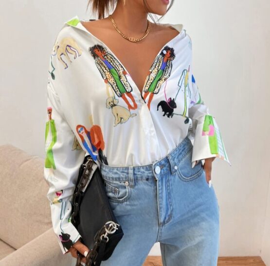 Fantastic  Figure Graphic Longline Blouse - Image 2