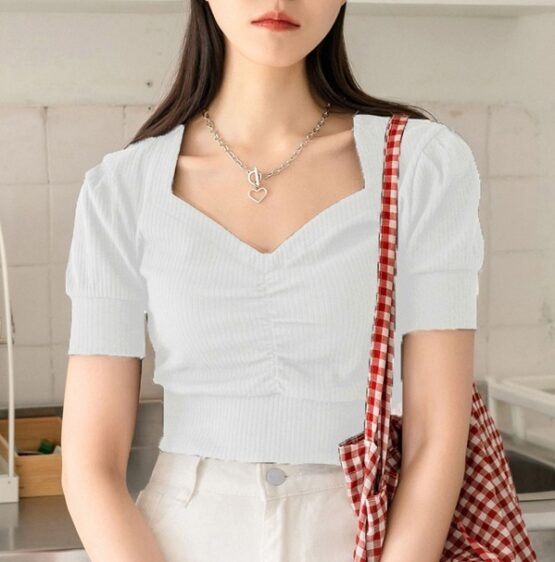 DAZY Sweetheart Puff Sleeve Ruched Tee - Image 7