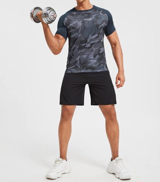 Men Camo Print Raglan Sleeve Sports Tee - Image 2
