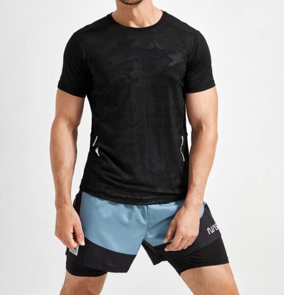 Men Striped & Camo Print Sports Tee