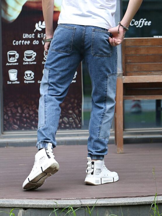 Men Drawstring Waist Tapered Jeans - Image 3