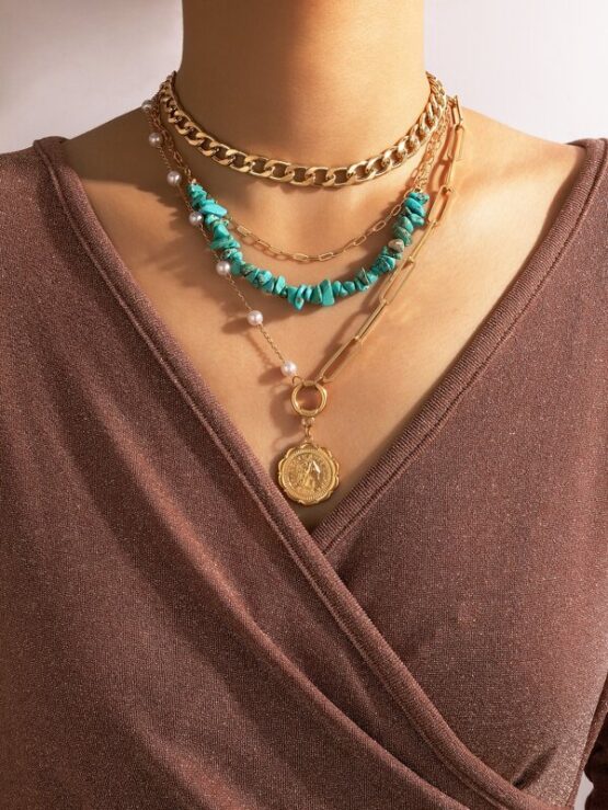 Faux Pearl Decor Layered Necklace