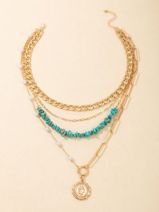 Faux Pearl Decor Layered Necklace - Image 3