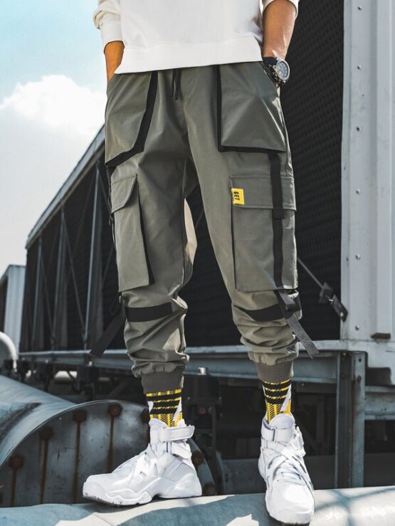 Men Ribbon Flap Pocket Cargo Pants - Image 2