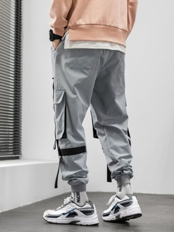 Men Ribbon Flap Pocket Cargo Pants - Image 11