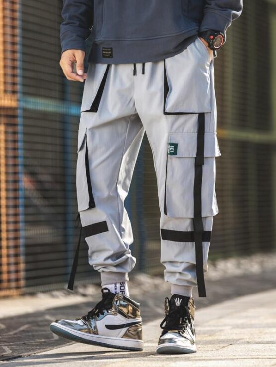 Men Ribbon Flap Pocket Cargo Pants - Image 10