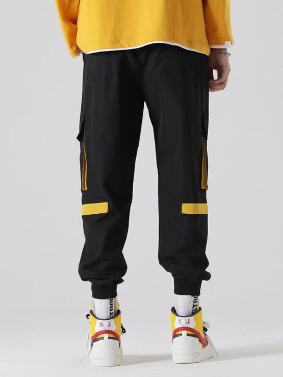 Men Ribbon Flap Pocket Cargo Pants - Image 4
