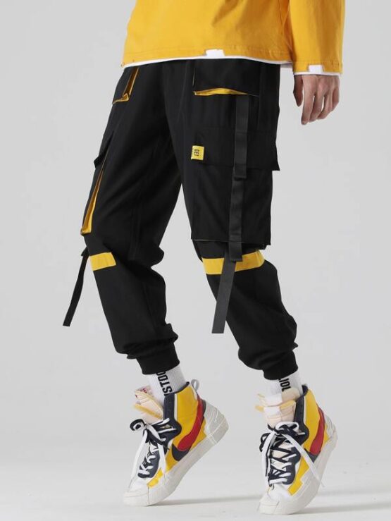 Men Ribbon Flap Pocket Cargo Pants - Image 5