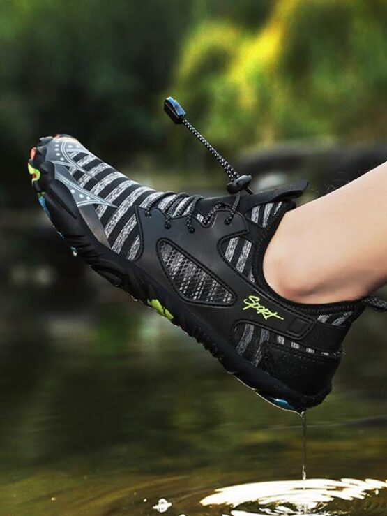 Men Striped Pattern Lace Up Decor Water Shoes - Image 3