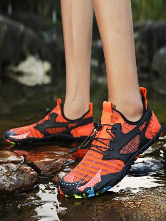 Men Striped Pattern Lace Up Decor Water Shoes - Image 4