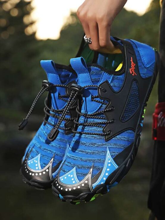 Men Striped Pattern Lace Up Decor Water Shoes - Image 8