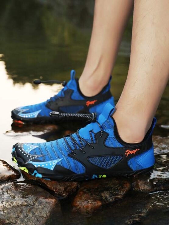 Men Striped Pattern Lace Up Decor Water Shoes - Image 7