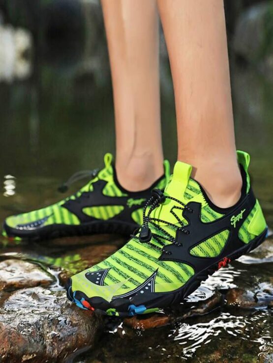 Men Striped Pattern Lace Up Decor Water Shoes - Image 9