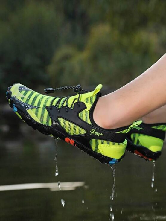 Men Striped Pattern Lace Up Decor Water Shoes - Image 11