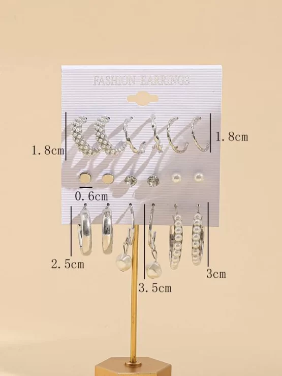 18 pairs Fashionable Faux Pearl Decor Earrings - Image 6