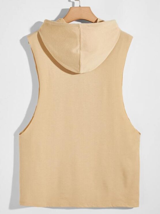 Men Letter Graphic Preppy Hooded Tank Top - Image 11
