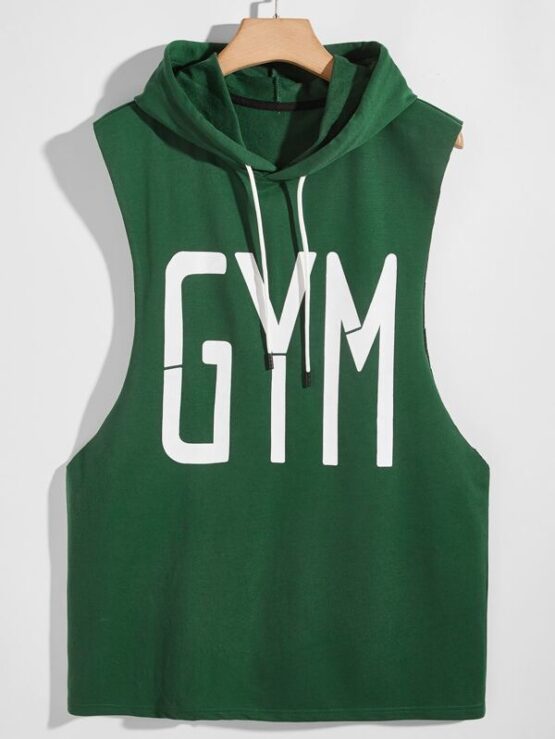 Men Letter Graphic Preppy Hooded Tank Top - Image 7