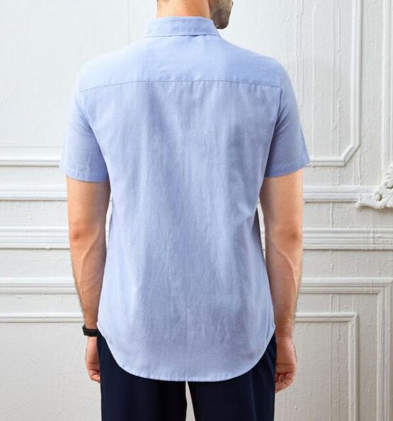 Men Taped Detail Button Front Pocket Patched Shirt - Image 3