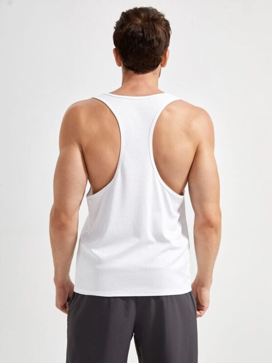 Men Slogan Graphic Racerback Sports Tank Top - Image 2