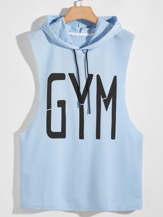 Men Letter Graphic Preppy Hooded Tank Top - Image 4