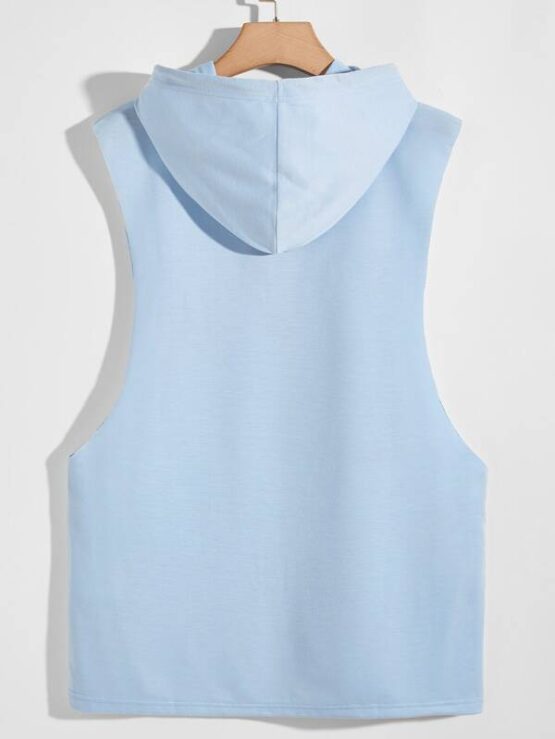 Men Letter Graphic Preppy Hooded Tank Top - Image 5