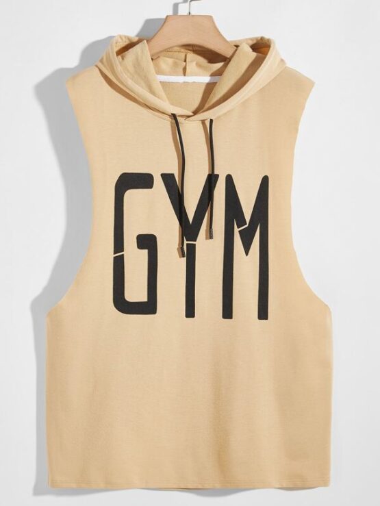 Men Letter Graphic Preppy Hooded Tank Top - Image 10