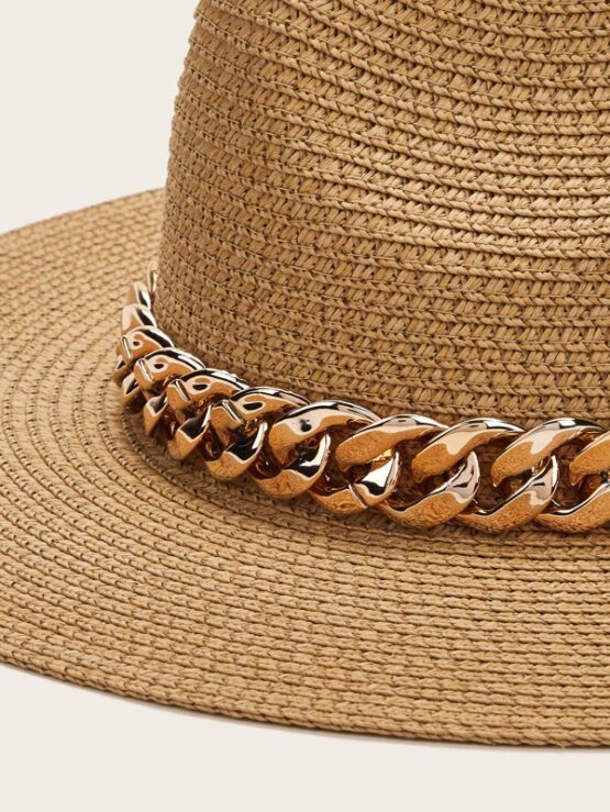 Fantastic  Chain Band Decor Straw Hat - Image 2