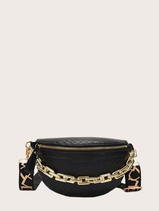 Quilted Fanny Pack With Chain Handle - Image 4