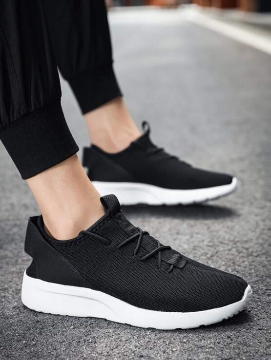 Men Lace-up Decor Knit Sneakers